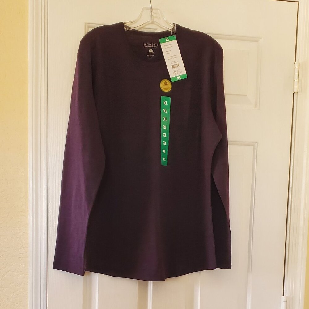 Segments 100% Merino Wool Shirt Purple Melange XL NWT